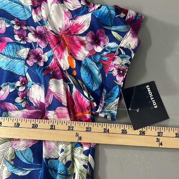 Basic Editions Hawaiian tropical multi floral print button down shirt size XXL - Picture 4 of 7